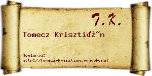 Tomecz Krisztián névjegykártya
